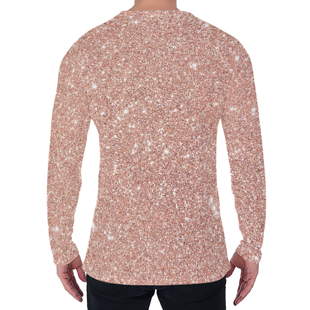 Rose Gold (NOT Real) Glitter Print Men's Long Sleeve T-Shirt