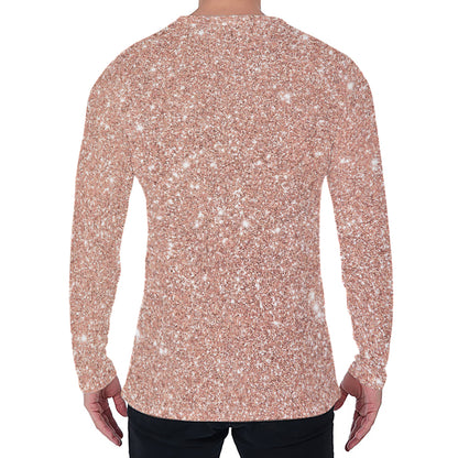 Rose Gold (NOT Real) Glitter Print Men's Long Sleeve T-Shirt