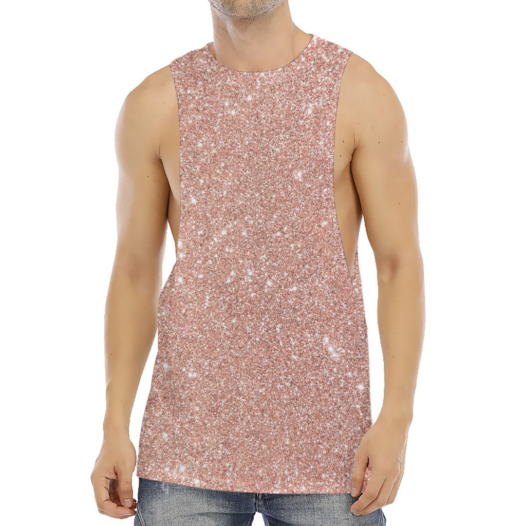 Rose Gold (NOT Real) Glitter Print Men's Muscle Tank Top