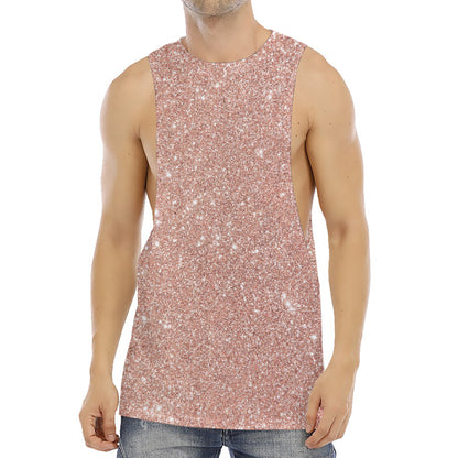 Rose Gold (NOT Real) Glitter Print Men's Muscle Tank Top