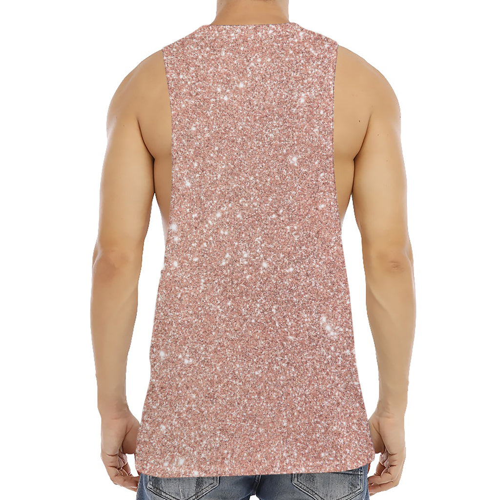 Rose Gold (NOT Real) Glitter Print Men's Muscle Tank Top