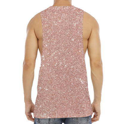 Rose Gold (NOT Real) Glitter Print Men's Muscle Tank Top