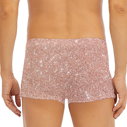 Rose Gold (NOT Real) Glitter Print Men's Short Boxer Briefs