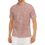 Rose Gold (NOT Real) Glitter Print Men's Short Sleeve Rash Guard