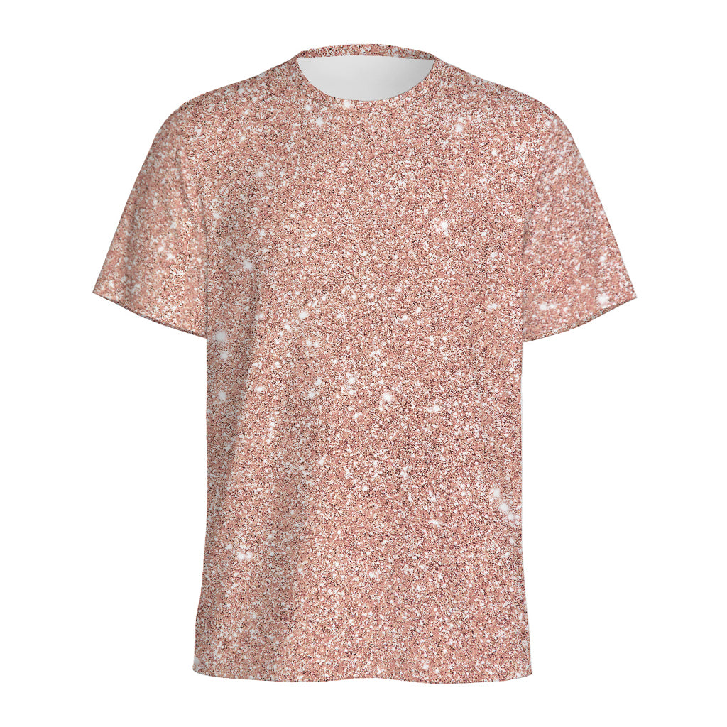Rose Gold (NOT Real) Glitter Print Men's Sports T-Shirt