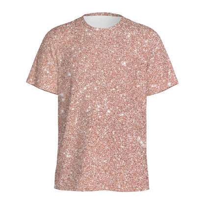 Rose Gold (NOT Real) Glitter Print Men's Sports T-Shirt