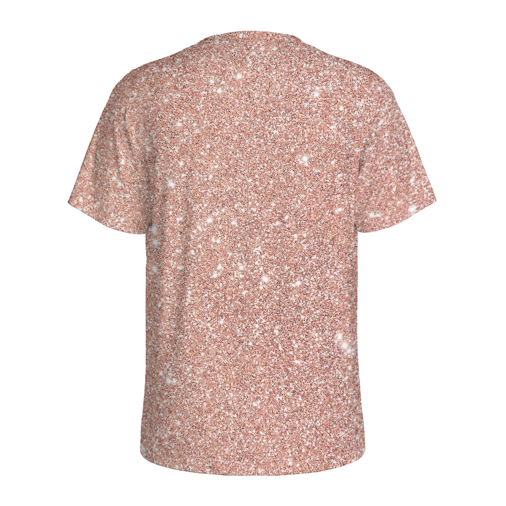 Rose Gold (NOT Real) Glitter Print Men's Sports T-Shirt
