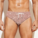 Rose Gold (NOT Real) Glitter Print Men's Swim Briefs