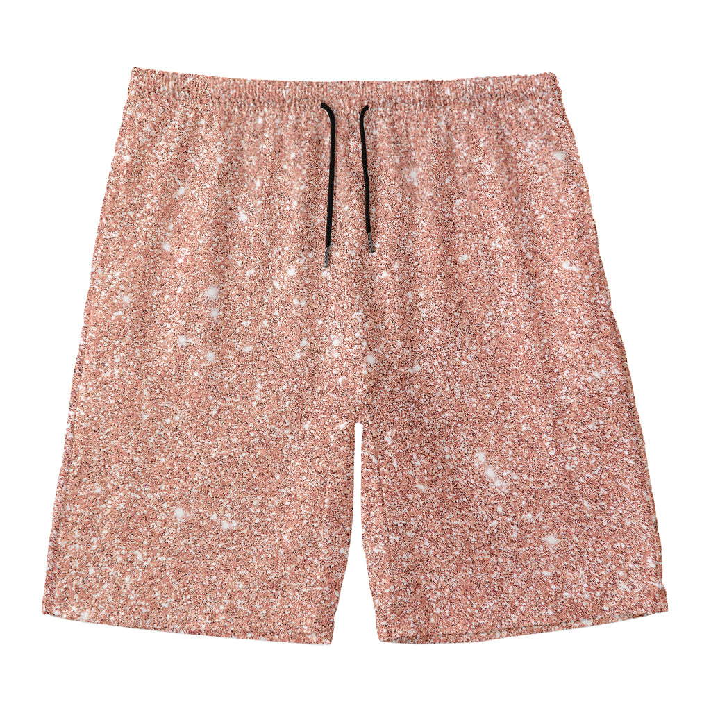Rose Gold (NOT Real) Glitter Print Men's Swim Trunks