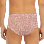 Rose Gold (NOT Real) Glitter Print Men's Triangle Swim Briefs