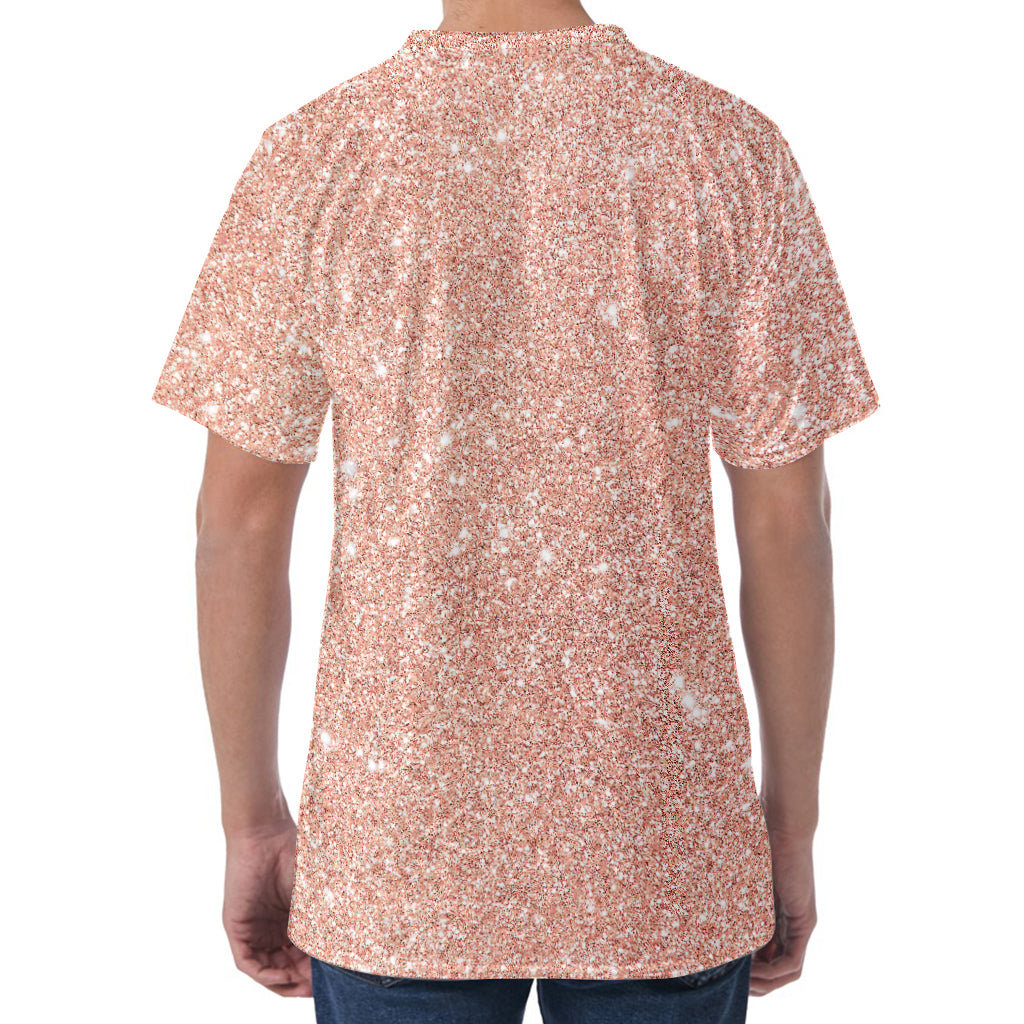 Rose Gold (NOT Real) Glitter Print Men's Velvet T-Shirt