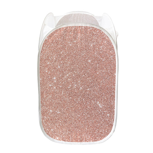 Rose Gold (NOT Real) Glitter Print Mesh Laundry Hamper