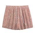 Rose Gold (NOT Real) Glitter Print Mesh Shorts