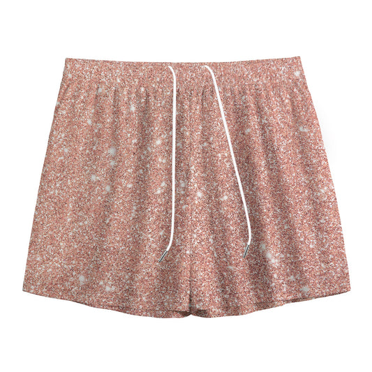 Rose Gold (NOT Real) Glitter Print Mesh Shorts