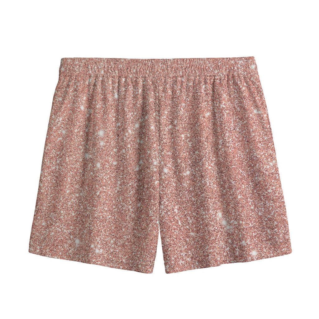 Rose Gold (NOT Real) Glitter Print Mesh Shorts