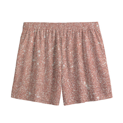 Rose Gold (NOT Real) Glitter Print Mesh Shorts