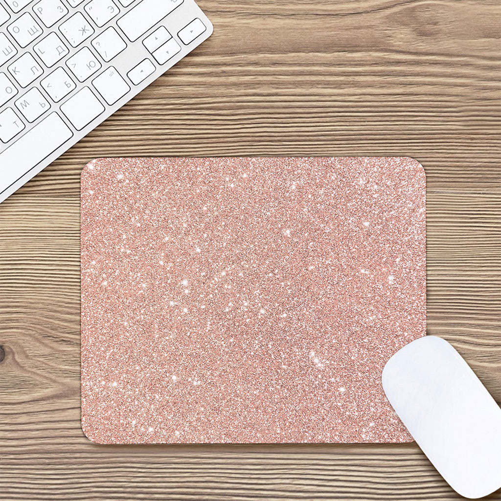 Rose Gold (NOT Real) Glitter Print Mouse Pad