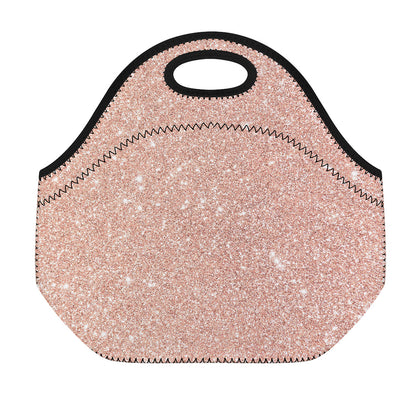 Rose Gold (NOT Real) Glitter Print Neoprene Lunch Bag