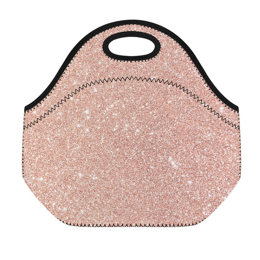 Rose Gold (NOT Real) Glitter Print Neoprene Lunch Bag