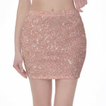 Rose Gold (NOT Real) Glitter Print Pencil Mini Skirt