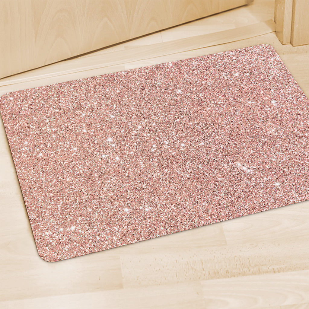 Rose Gold (NOT Real) Glitter Print Polyester Doormat