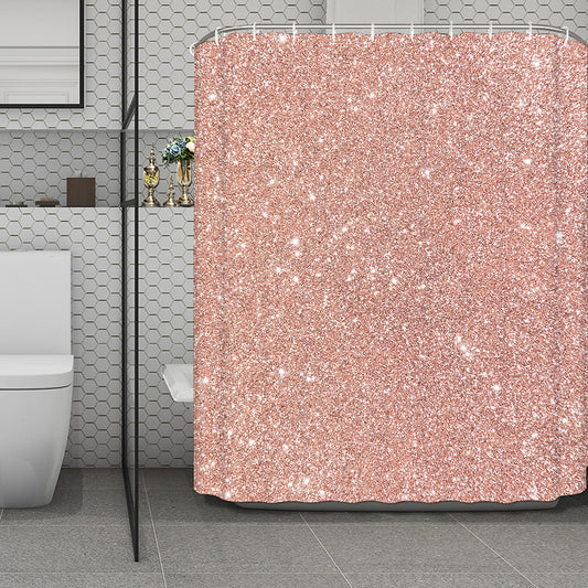 Rose Gold (NOT Real) Glitter Print Polyester Shower Curtain