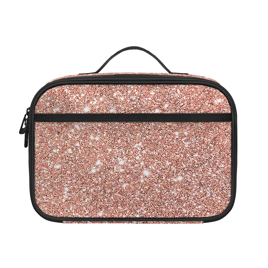 Rose Gold (NOT Real) Glitter Print Portable Lunch Bag