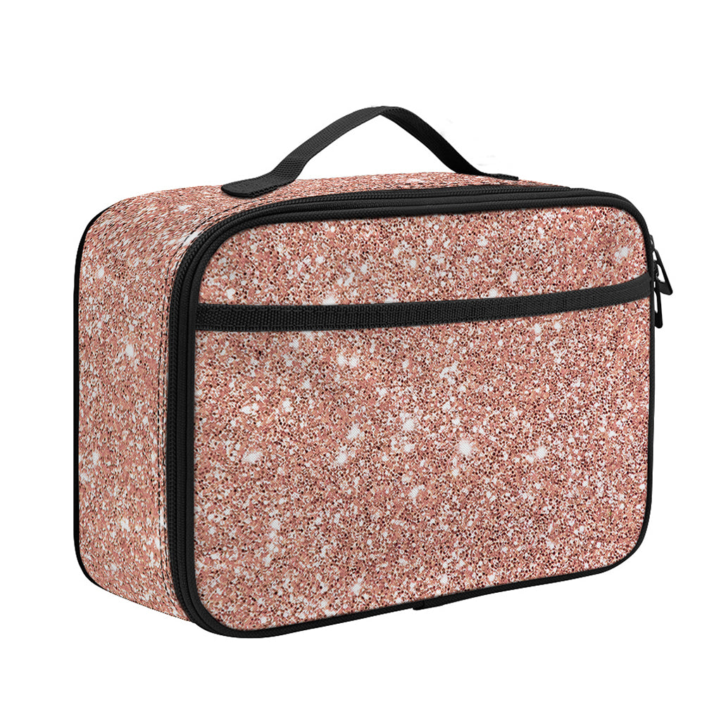Rose Gold (NOT Real) Glitter Print Portable Lunch Bag