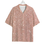 Rose Gold (NOT Real) Glitter Print Rayon Hawaiian Shirt