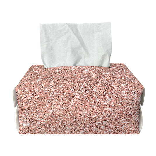 Rose Gold (NOT Real) Glitter Print Rectangle Tissue Box Cover