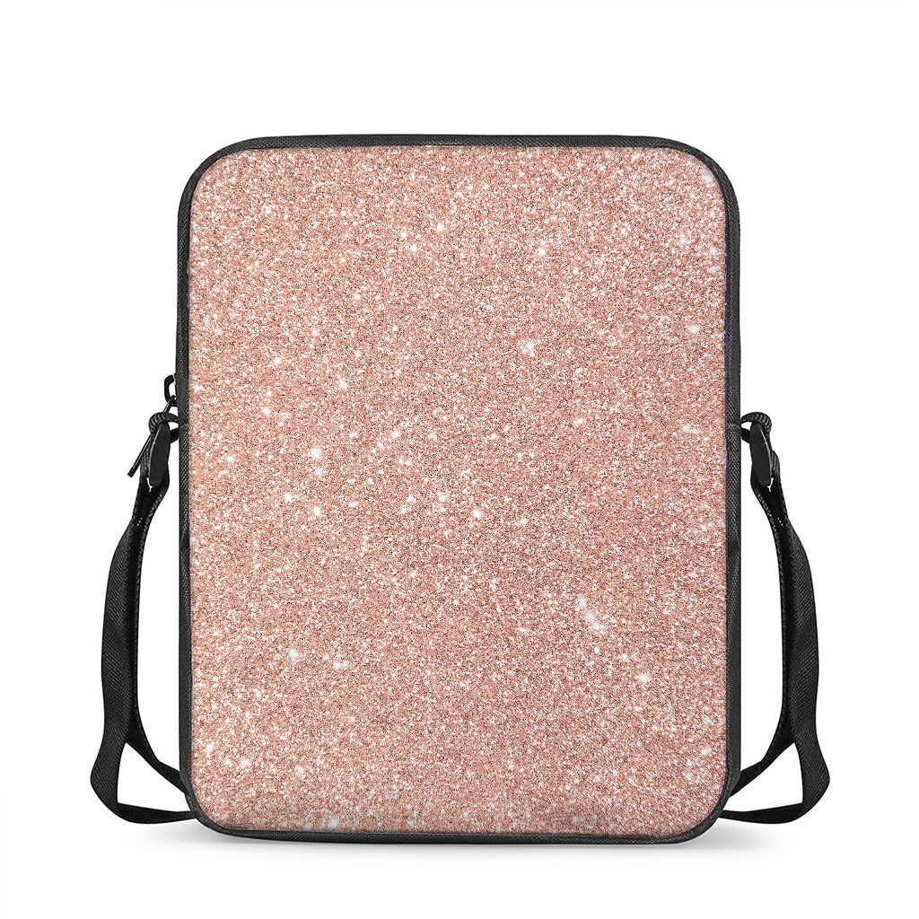 Rose Gold (NOT Real) Glitter Print Rectangular Crossbody Bag