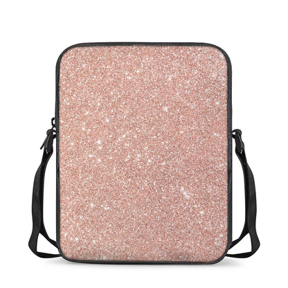Rose Gold (NOT Real) Glitter Print Rectangular Crossbody Bag