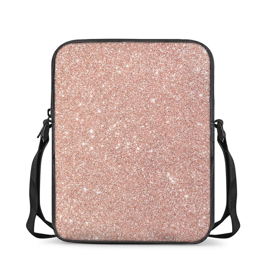 Rose Gold (NOT Real) Glitter Print Rectangular Crossbody Bag
