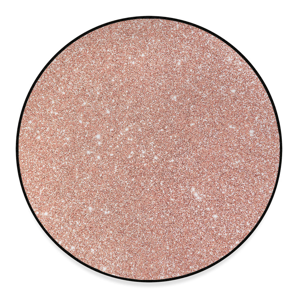 Rose Gold (NOT Real) Glitter Print Round Floor Mat