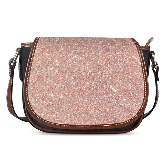 Rose Gold (NOT Real) Glitter Print Saddle Bag