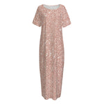 Rose Gold (NOT Real) Glitter Print Short Sleeve Long Nightdress