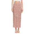 Rose Gold (NOT Real) Glitter Print Side Slit Maxi Skirt