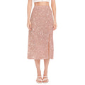 Rose Gold (NOT Real) Glitter Print Side Slit Midi Skirt