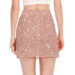 Rose Gold (NOT Real) Glitter Print Side Slit Mini Skirt
