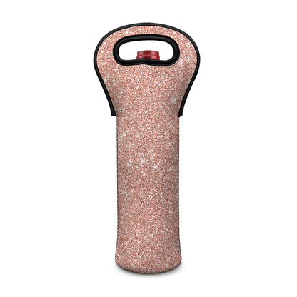 Rose Gold (NOT Real) Glitter Print Single Neoprene Wine Tote