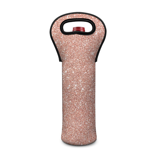 Rose Gold (NOT Real) Glitter Print Single Neoprene Wine Tote