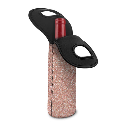 Rose Gold (NOT Real) Glitter Print Single Neoprene Wine Tote