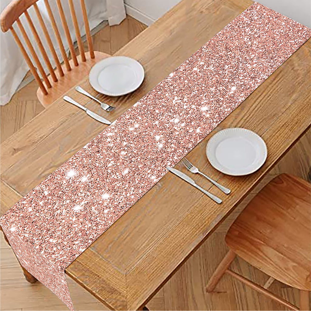 Rose Gold (NOT Real) Glitter Print Table Runner