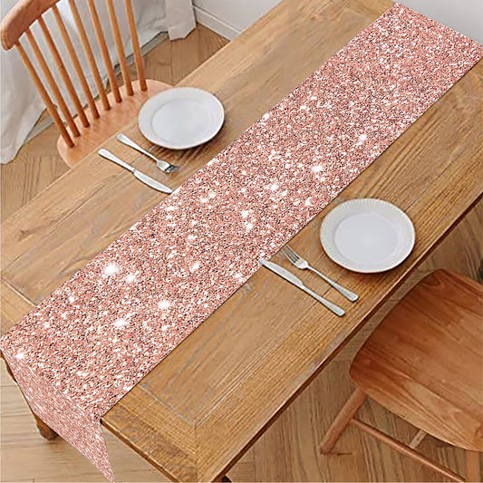 Rose Gold (NOT Real) Glitter Print Table Runner