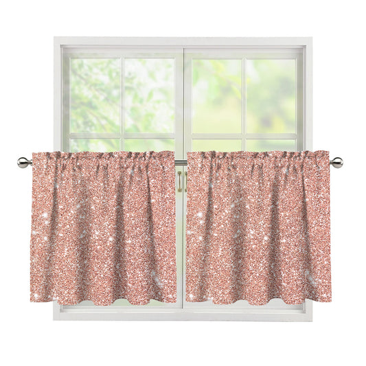 Rose Gold (NOT Real) Glitter Print Tier Curtains