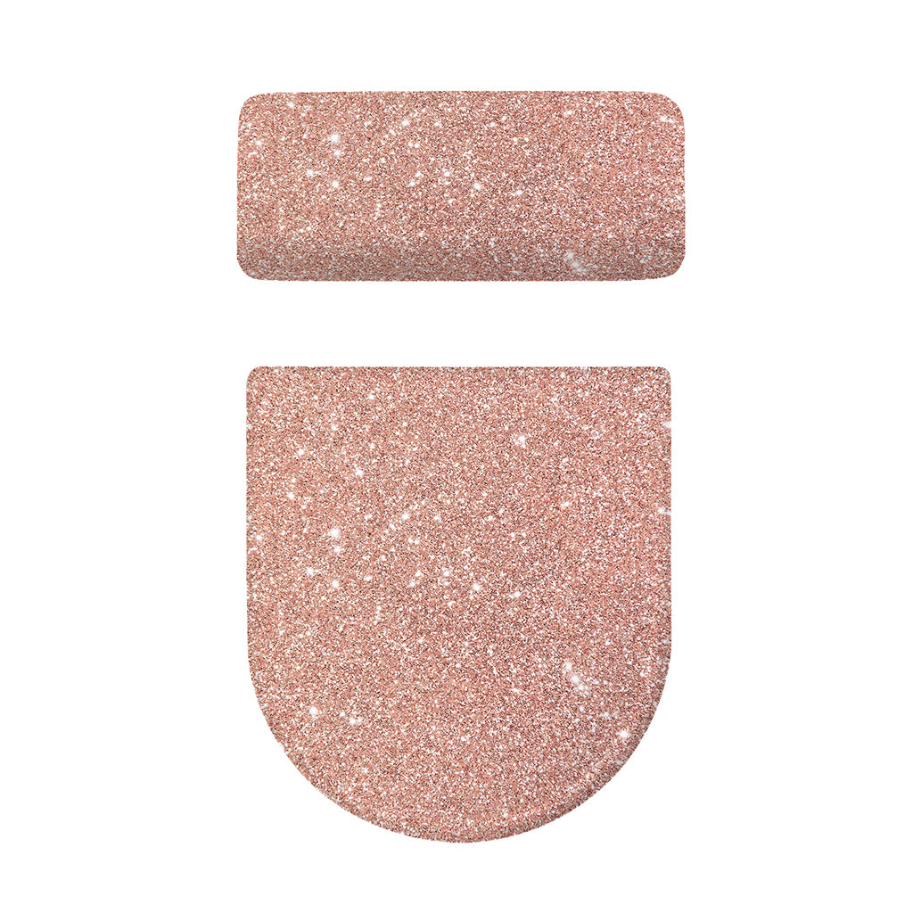 Rose Gold (NOT Real) Glitter Print Toilet Lid And Tank Cover Set