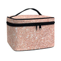 Rose Gold (NOT Real) Glitter Print Travel Makeup Bag