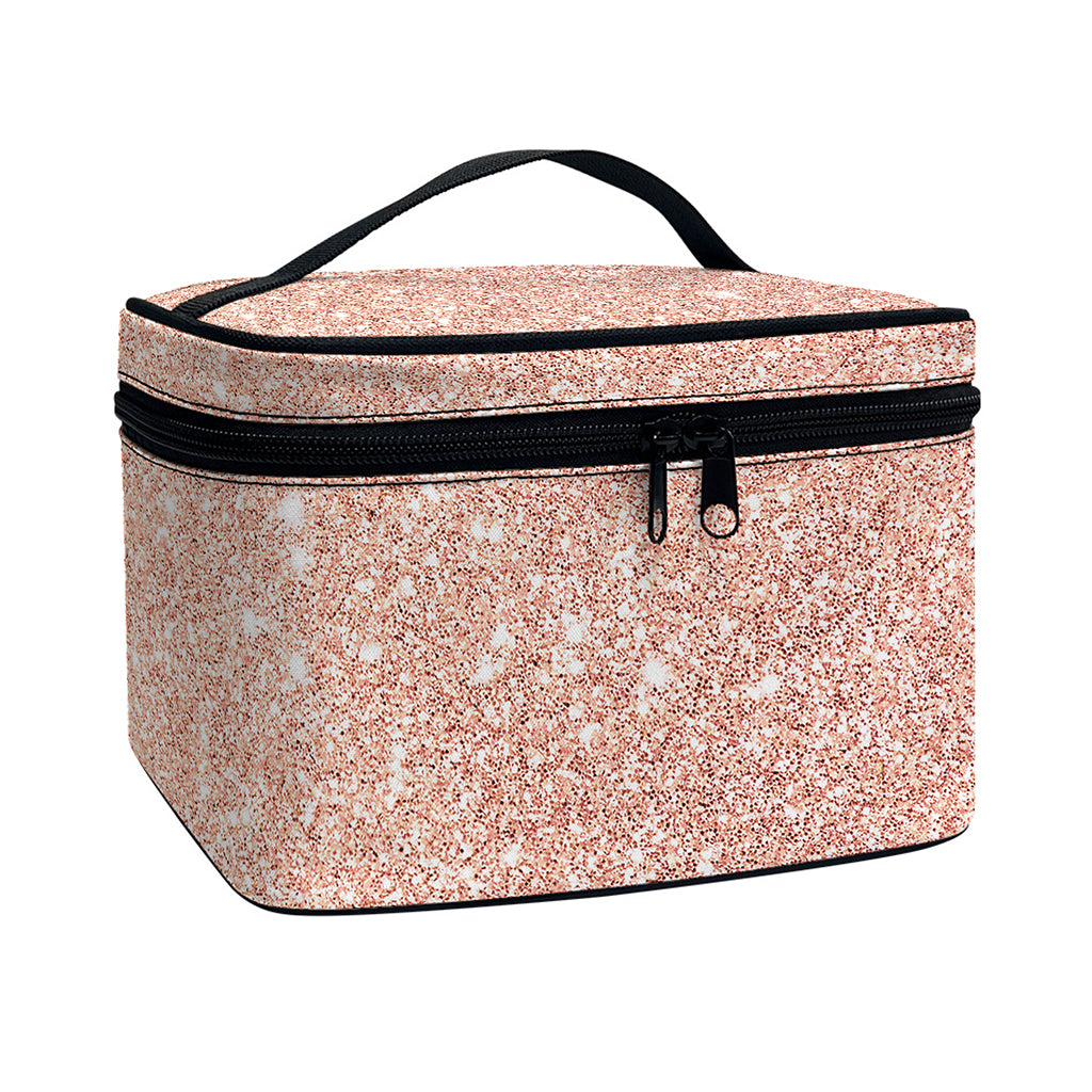 Rose Gold (NOT Real) Glitter Print Travel Makeup Bag