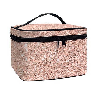 Rose Gold (NOT Real) Glitter Print Travel Makeup Bag