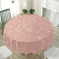 Rose Gold (NOT Real) Glitter Print Waterproof Round Tablecloth